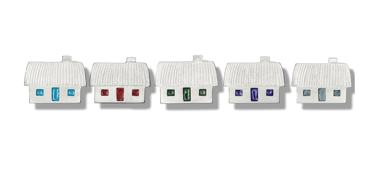 Silver and Enamel Irish Cottages